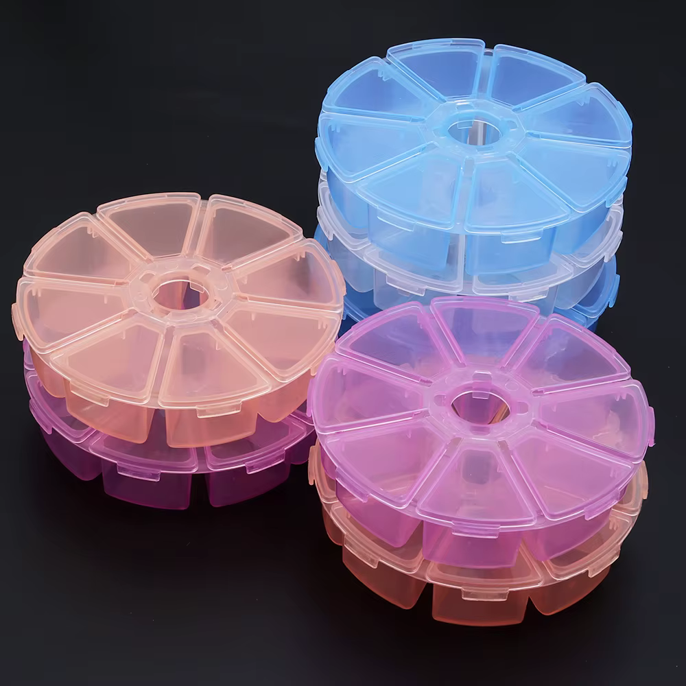 Boîte de rangement ronde transparente en plastique