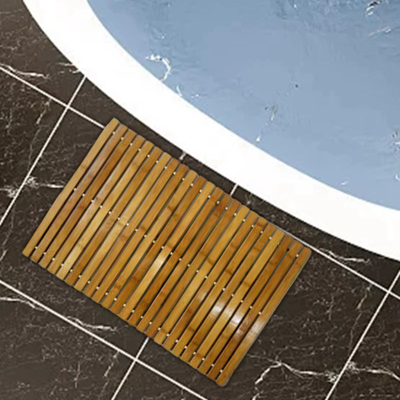 Tapis de bain en bois de bambou naturel, imperméable, pour salle de bain, toilettes, pour animaux de compagnie, grand et petit pour douche, antidérapant