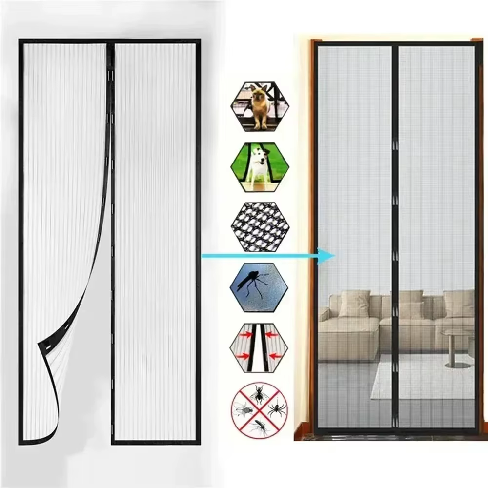 Rideaux anti-moustiques pour portes, moustiquaire magnétique, porte fenêtre, maille de fermeture automatique pour cuisine et salon