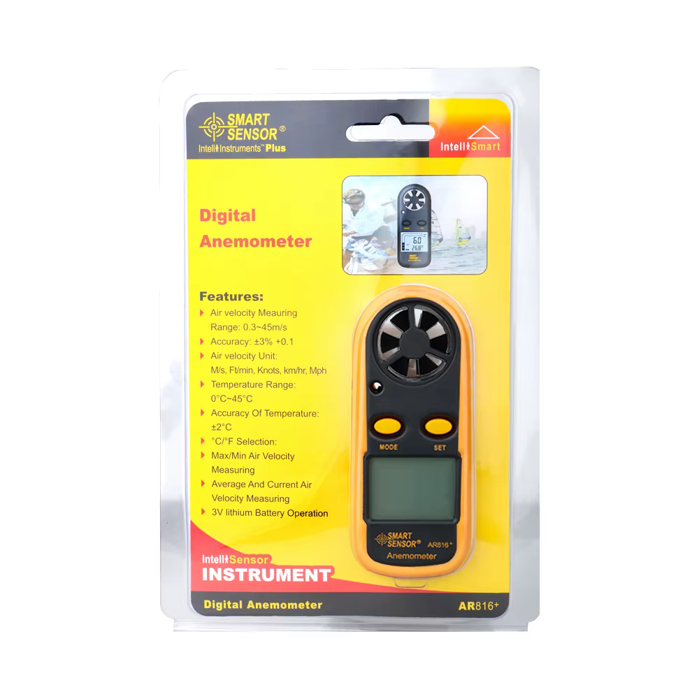 Therye.com-Jauge de vitesse du vent portable, anémomètre, compteur de vitesse du vent, testeur, instruments de mesure, détecteur de vitesse du vent, AR816 +