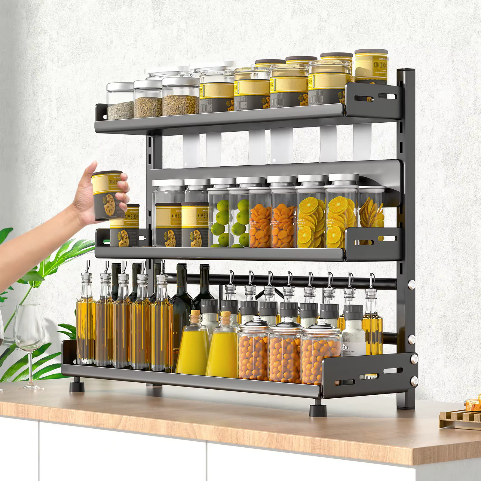 Support de rangement d'épices à 3 niveaux pour comptoir