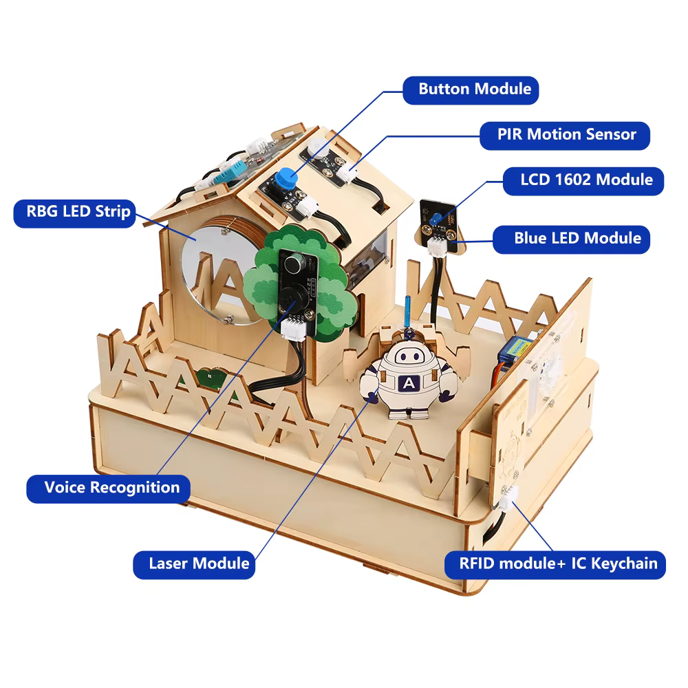 Acebott-Kit de bricolage pour maison intelligente Ardu37, robot démarreur, projets de tournesol, kit d'apprentissage de maison en bois pour ESP32