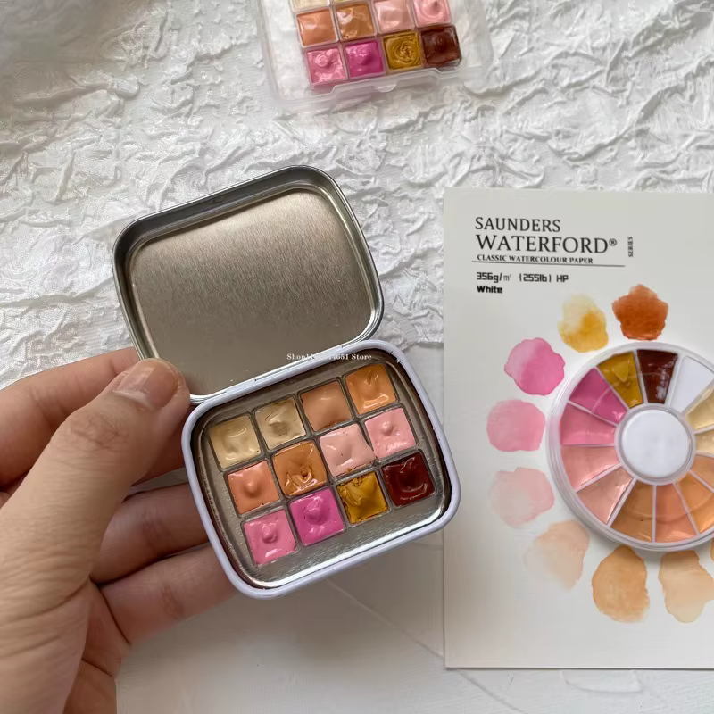 Boîte de collection de teintes de peau pour peinture à la main, emballage portable, solide, 6/12