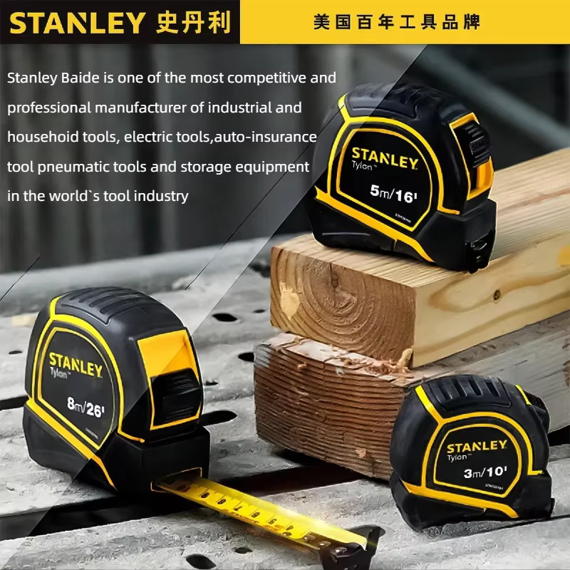 100% Original STANLEY ruban à mesurer en acier rétractable outil de mesure de précision avec épaissi étanche 3/5/8m de haut
