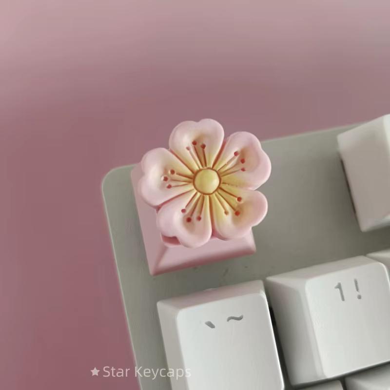 Capuchons de touches de clavier Sakura rose personnalisés, capuchons de touches artisanaux à fleurs pour arbre transversal, accessoires de jeu pour clavier mécanique