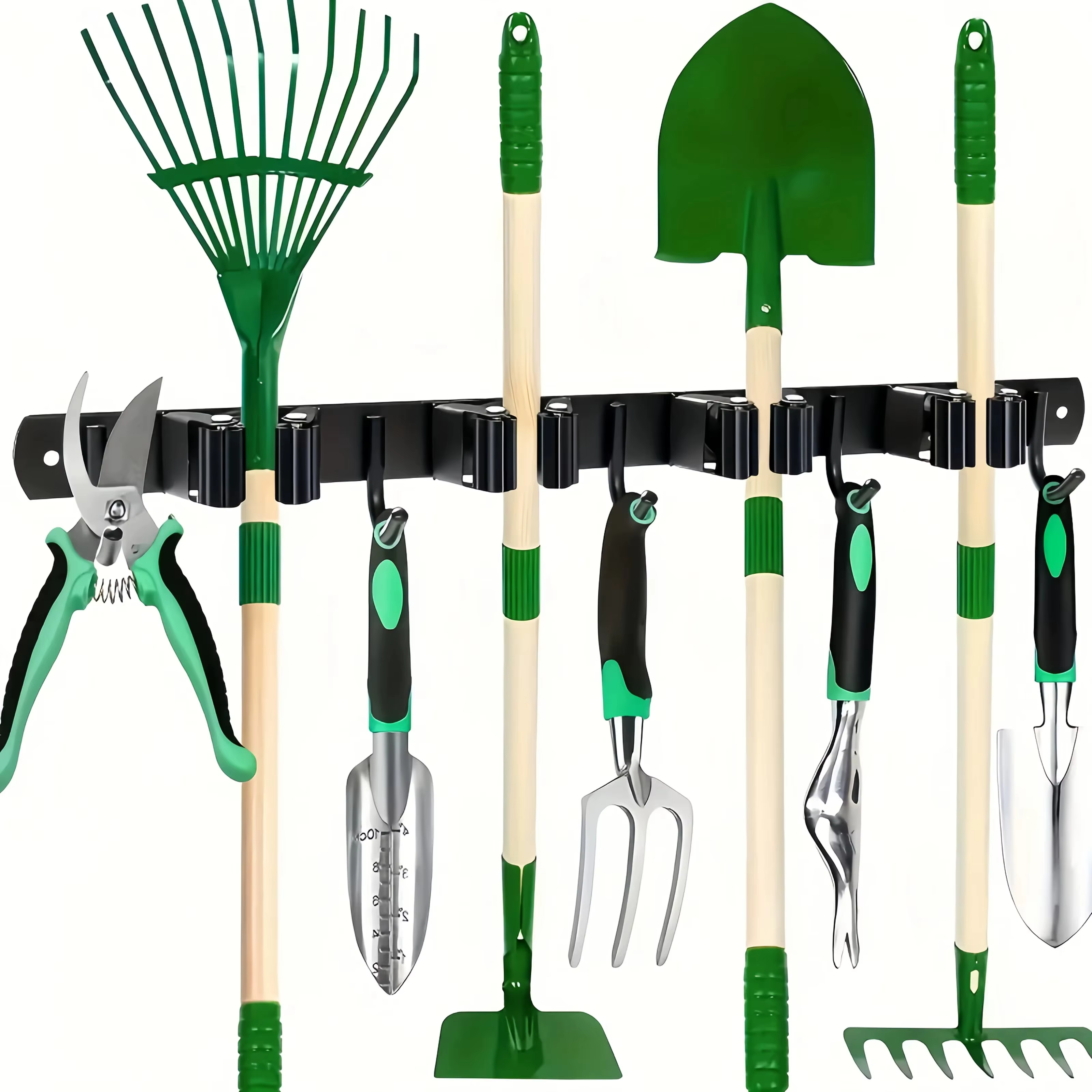 Support à outils mural en métal robuste avec 4 fentes et 5 crochets – Idéal