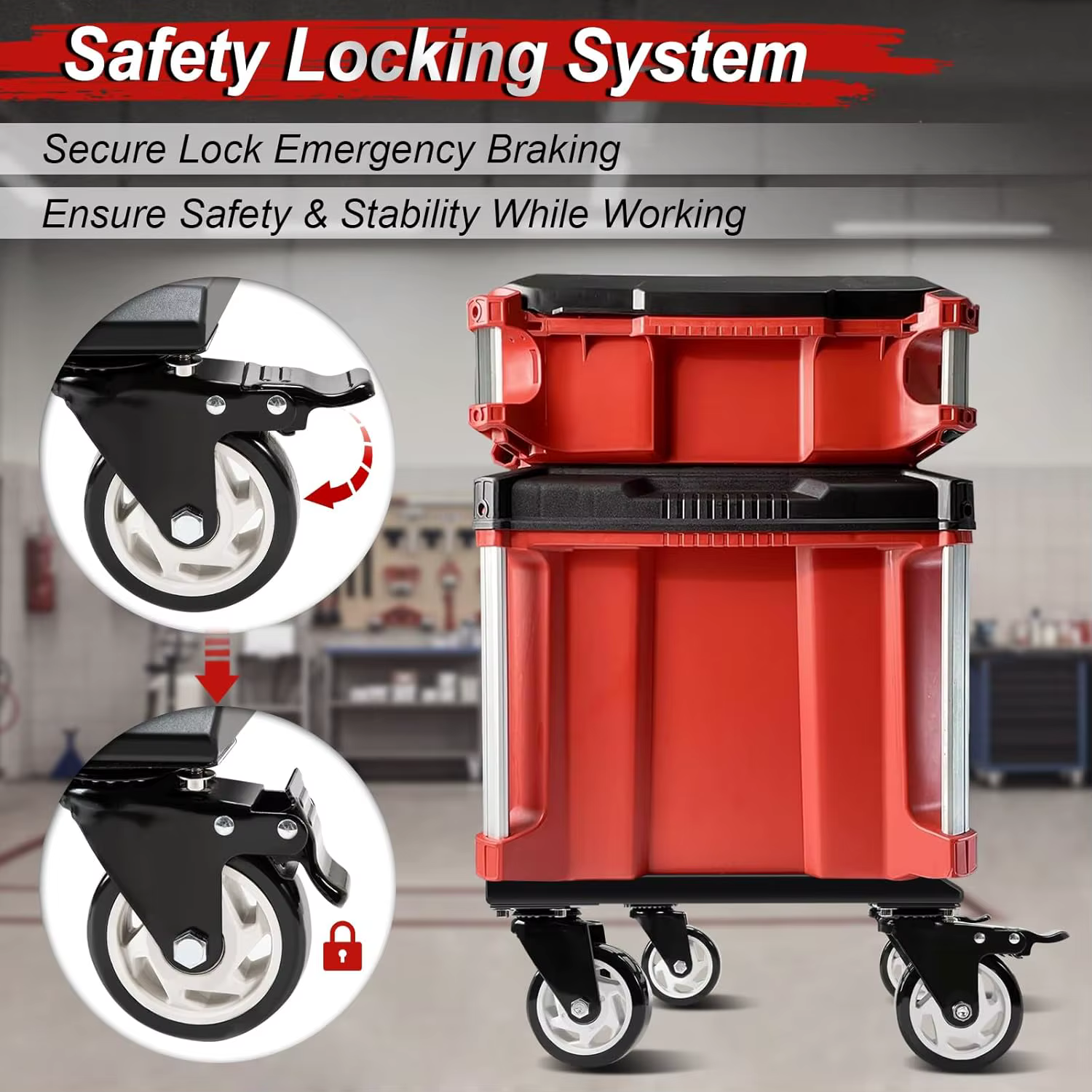 Boîte à outils robuste Dolly Compatible avec les boîtes