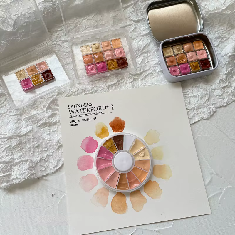 Boîte de collection de teintes de peau pour peinture à la main, emballage portable, solide, 6/12