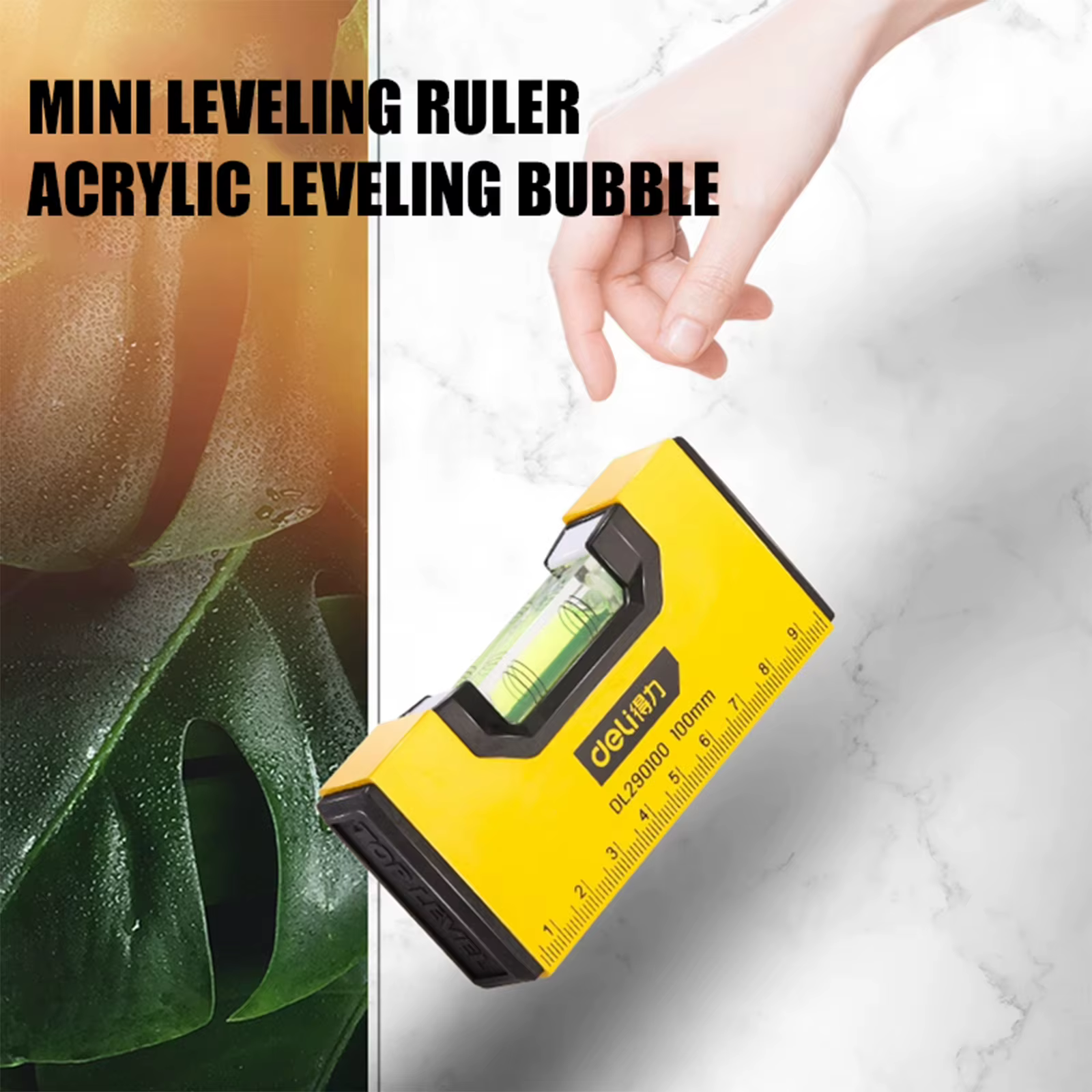 Niveau à bulle magnétique portable Deli 100 mm