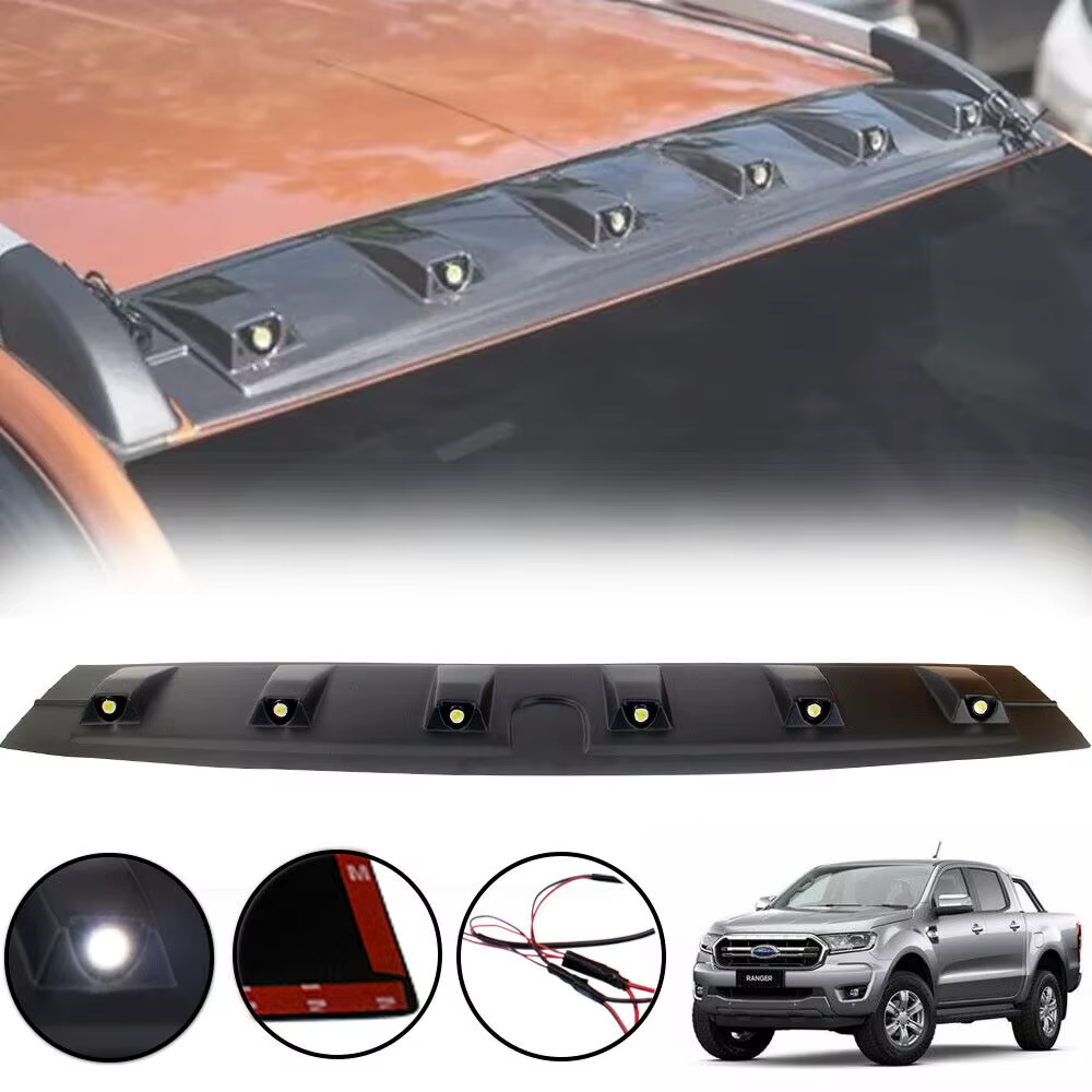 Aileron de toit avant LED noir pour Ford Ranger Raptor, barre lumineuse de couverture de Spomicrophone, accessoires de voiture, 256, 2015, 2016, 2017, 2018, 4tage