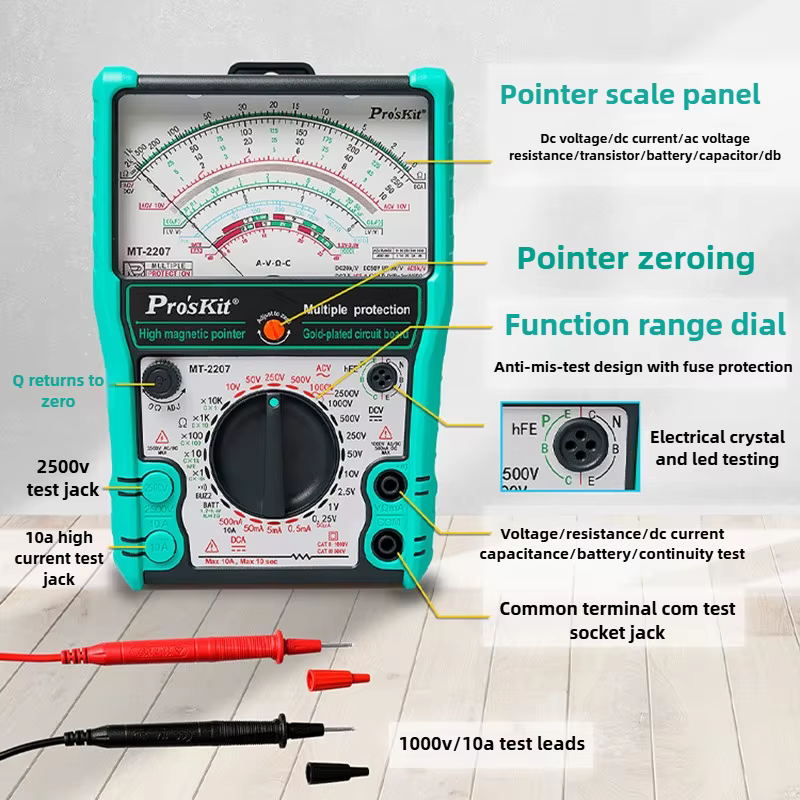 Multimètre à pointeur MT-2207
