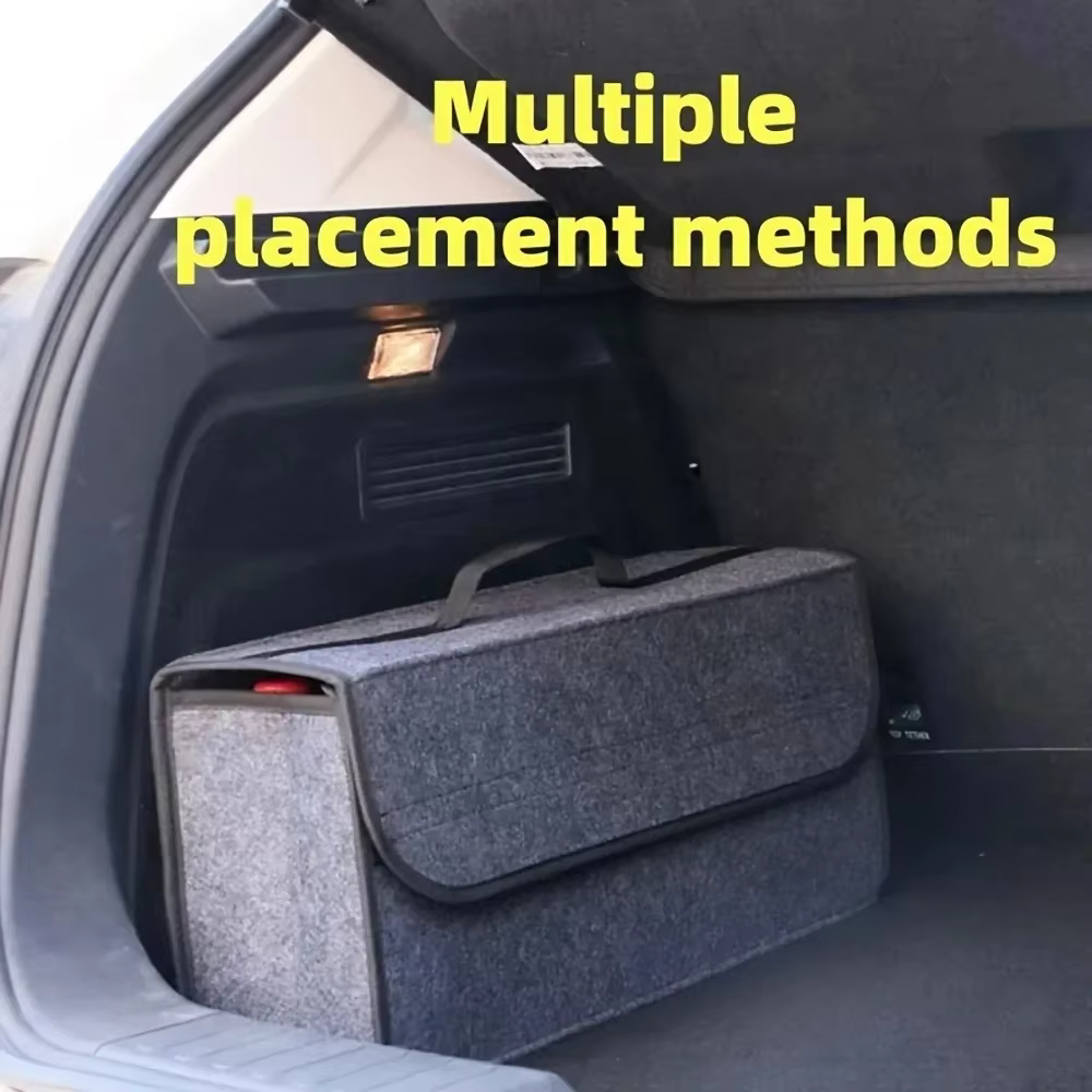 Organisateur de coffre de voiture gris antidérapant avec compartiments