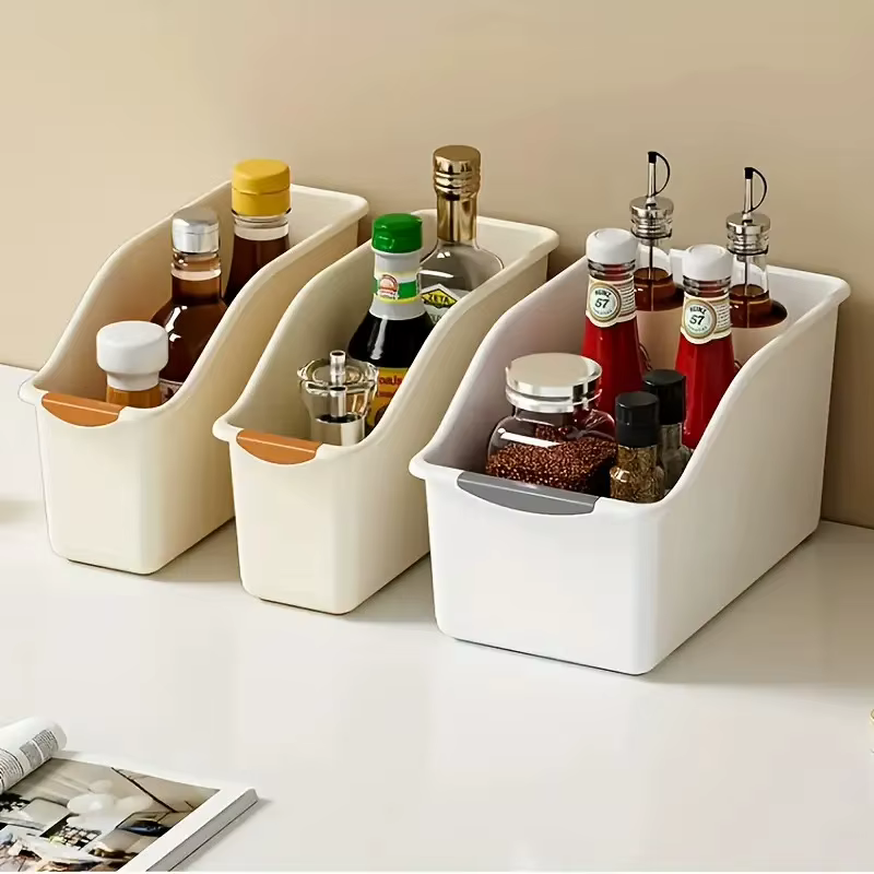 Ensemble de bacs de rangement en plastique courbés - Boîtes d'organisation polyvalentes pour les produits de nettoyage et les essentiels ménagers