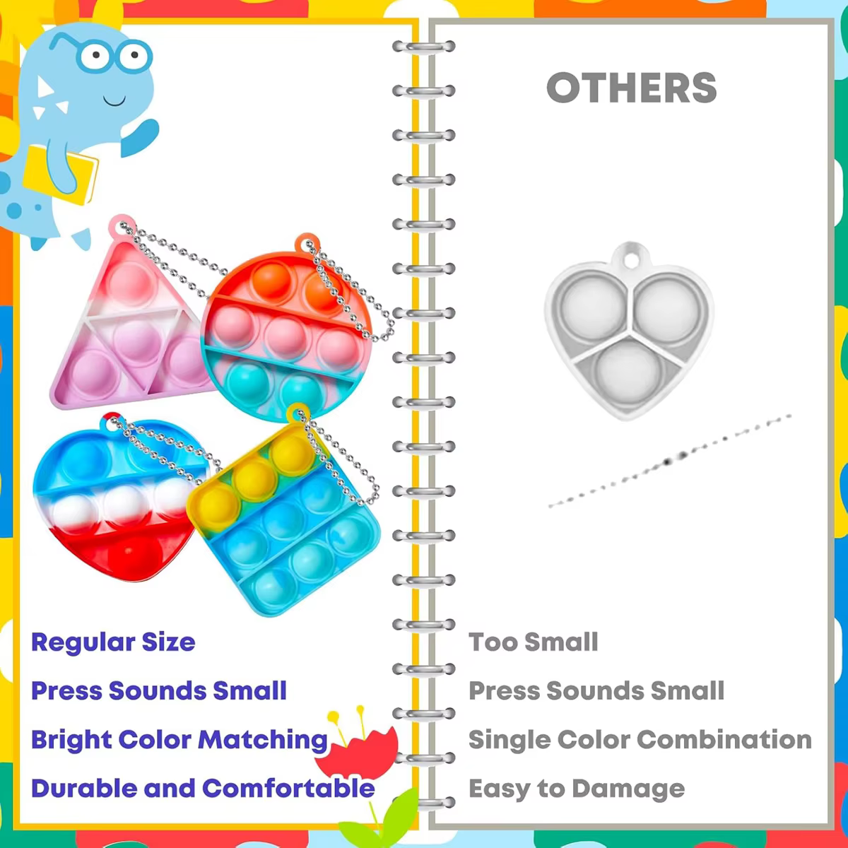 30 pièces Pop porte-clés It Fidget jouets Bracelet coeur