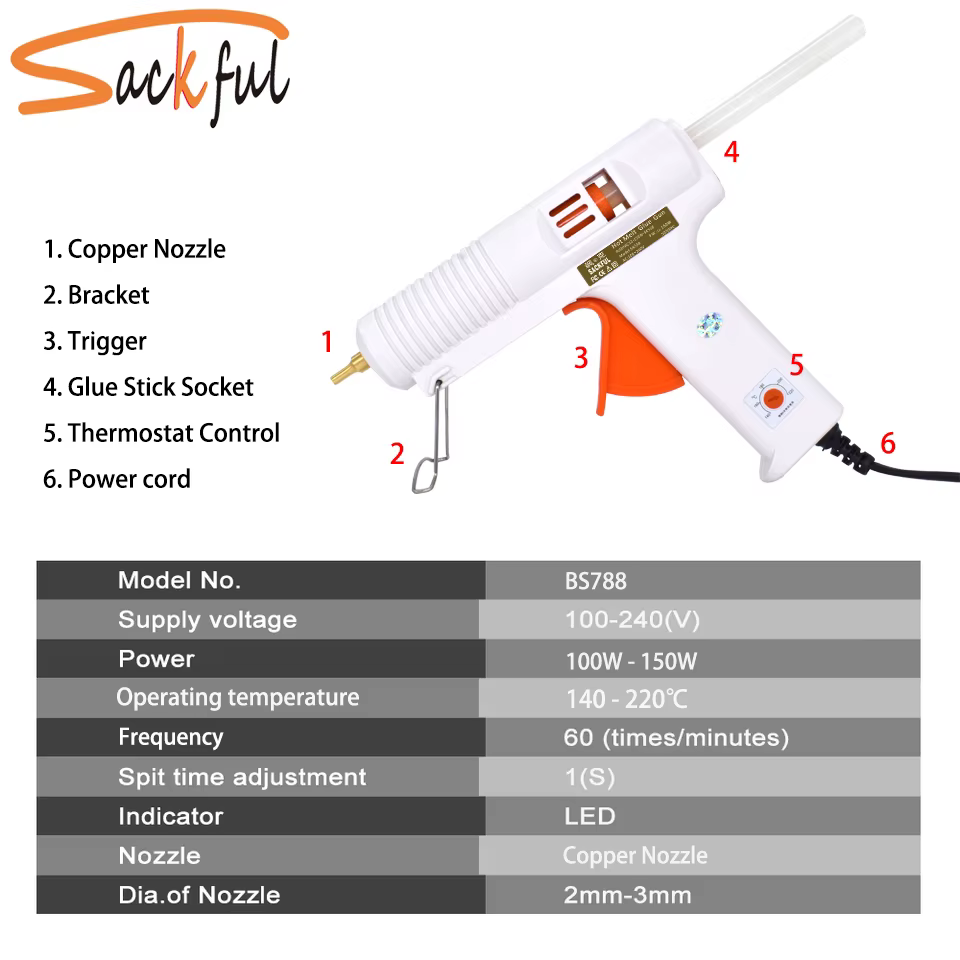 150 W 100 W Thermofusible Pistolet À Colle avec Contrôle De Température Thermostat 5 Livraison