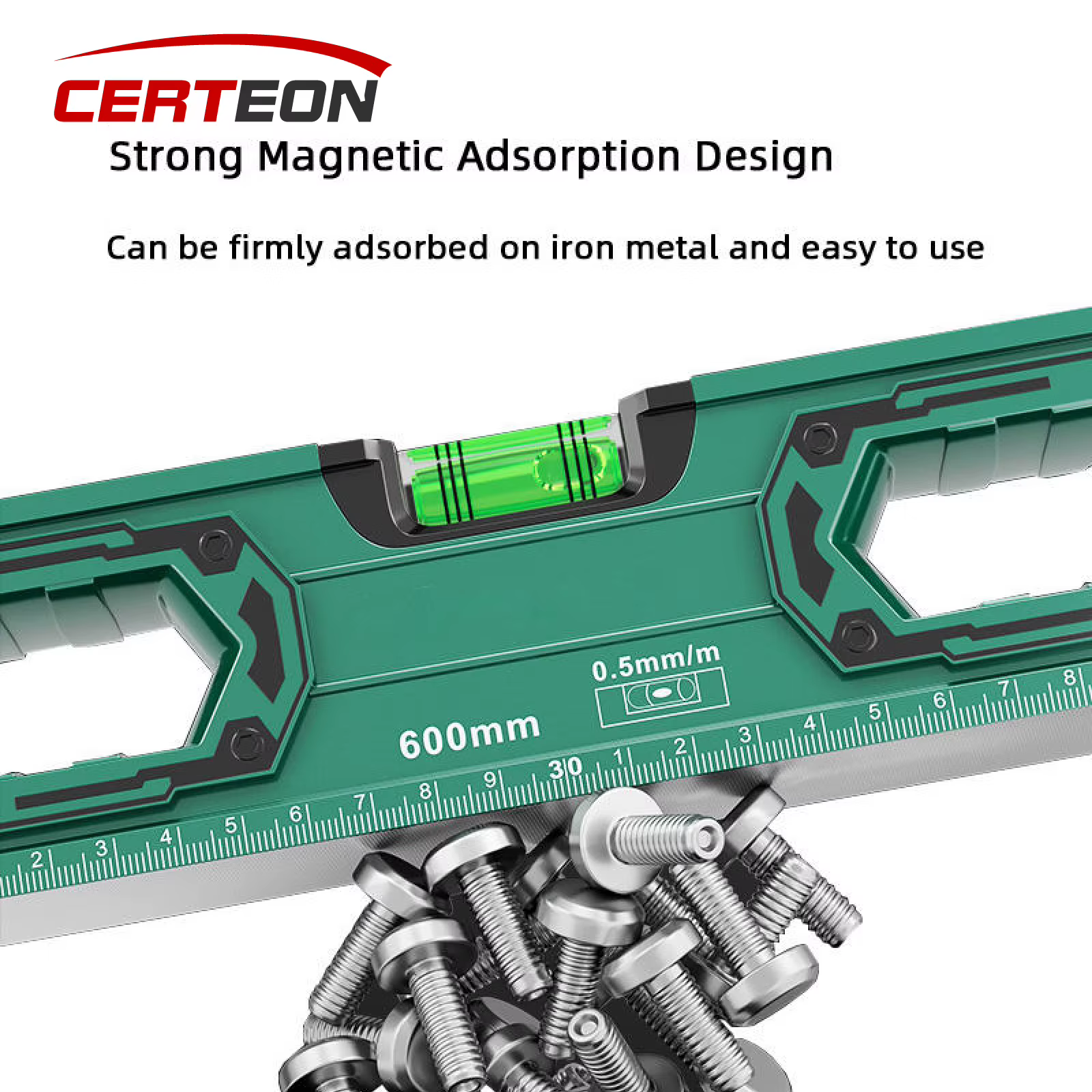 Niveau Magnétique Q01 300-1000mm Affichage Gradué Haute Définition Aimant Puissant Cadre en Alliage d’Aluminium Poignée Antidérapante Embouts Renforcés Outil de Mesure Précis
