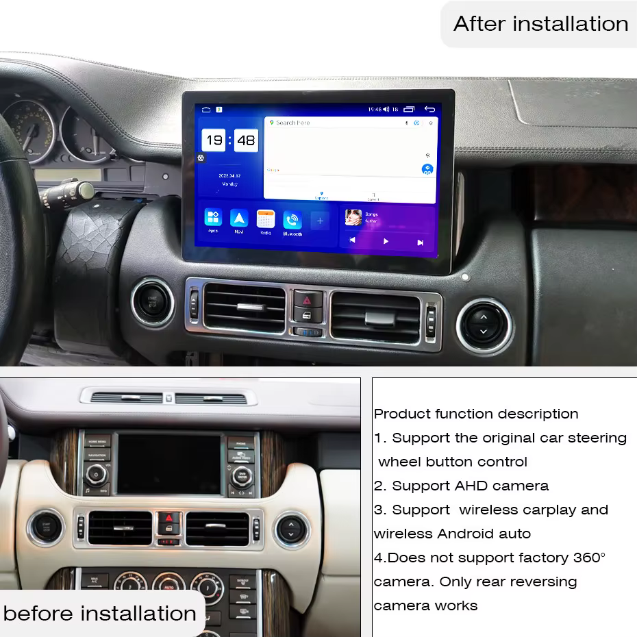 12.9 pouces pour Land Rover Range V8 L322 2005 ~ 2012 autoradio Android 15 2000*1200 8GB RAM 256GB ROM lecteur multimédia de voiture Android