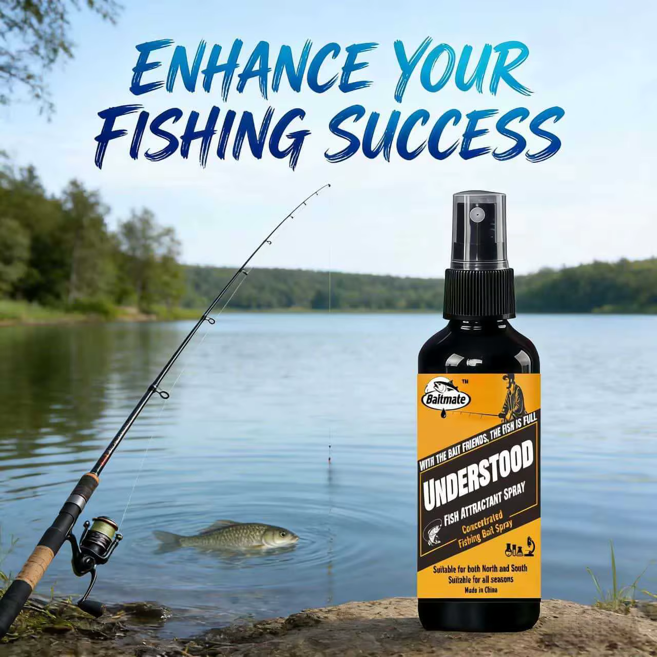 Spray Attractant pour Poissons 60 ml - Contient des appâts naturels pour attirer le bar
