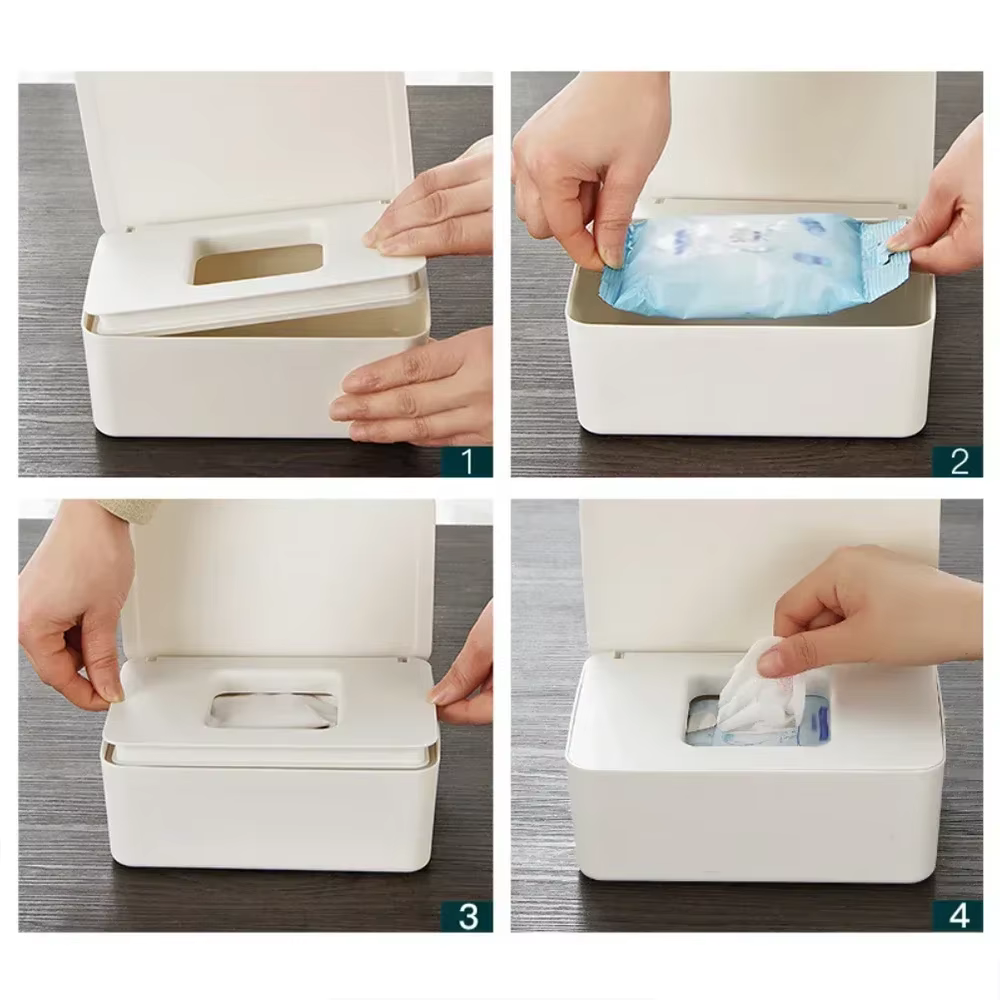 Boîte à mouchoirs humides anti-poussière avec couvercle