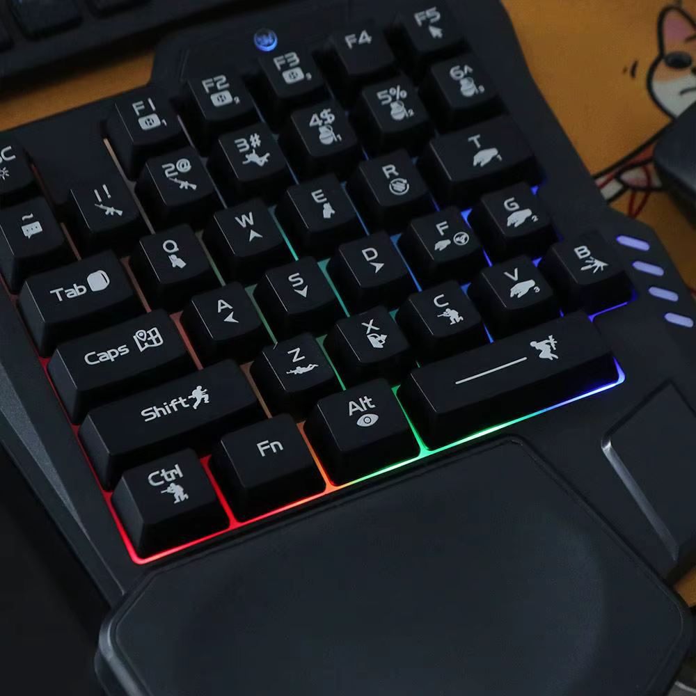 Clavier USB à une main lumineux Ultra-mince, 3 couleurs, rétro-éclairage, 35 touches, mécanique de jeu, pour ordinateur portable