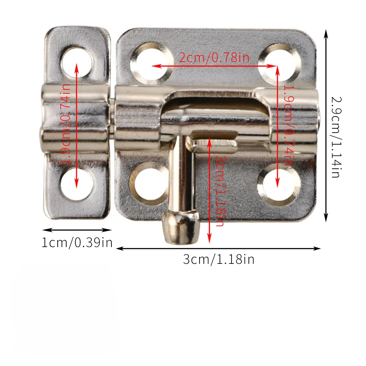 Verrou coulissant de sécurité pour porte avec 6 vis