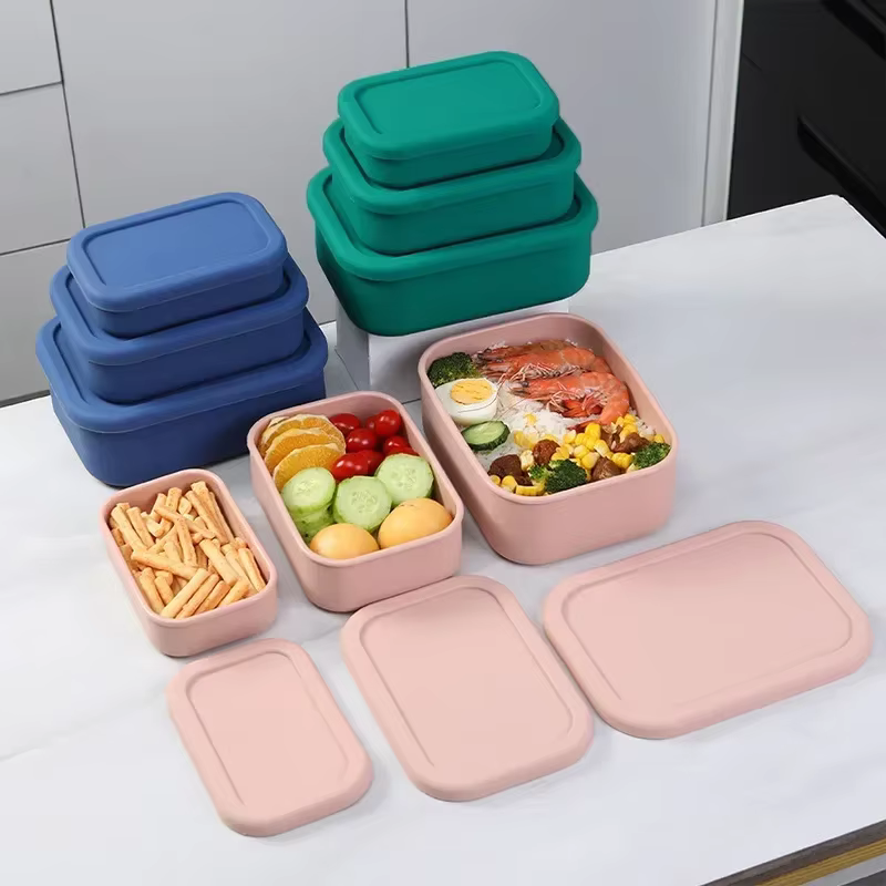 Boîte à déjeuner en Silicone 3 pièces/ensemble (300ml + 700ml + 1300ml)