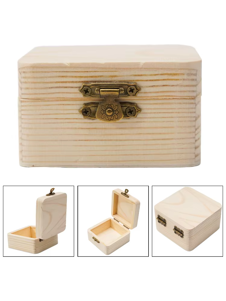 Boîte d'emballage en bois naturel uni 8x8x4