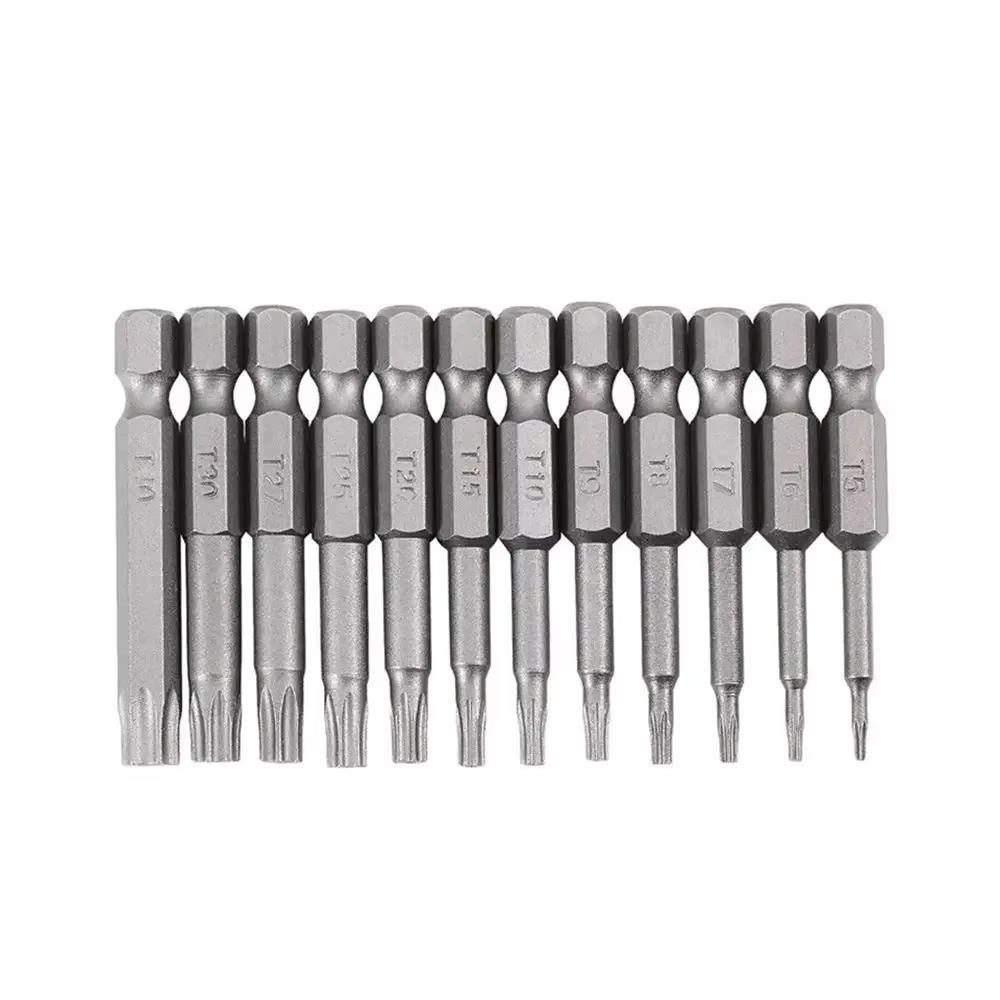 T5 T6 T7 T8 T9 T10 T15 T20 T25 T27 T30 T40 Torx Tournevis Hexagonal Magnétique de Sécurité Tête 1/4 "Tige Hexagonale Forets