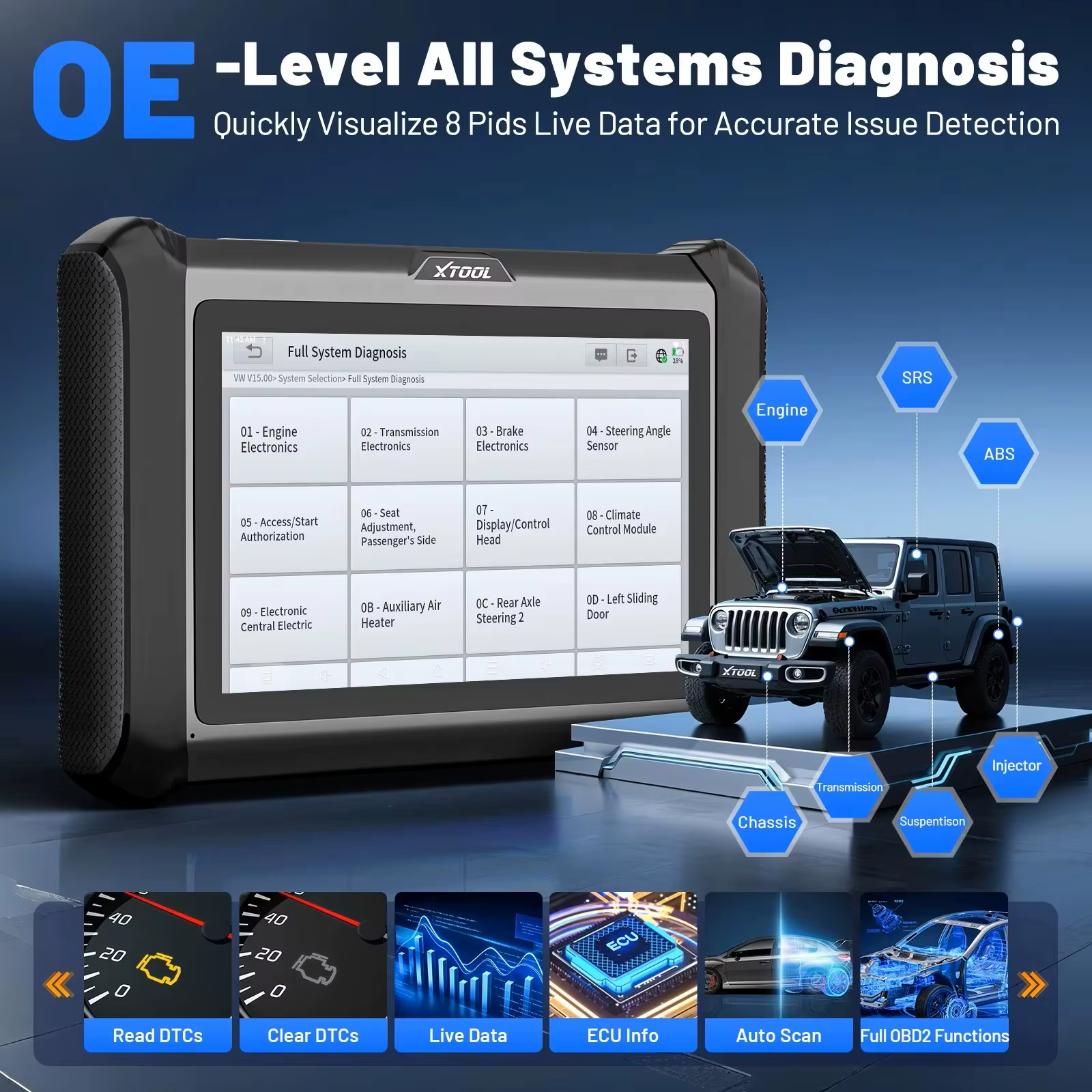 XTOOL X100 PADS Outil de diagnostic de programmation de clé IMMO de voiture Lire le code PIN de la clé Toutes les clés perdues CAN FD et DOIP Mise à niveau de X100PAD PLUS Entrepôt européen Expédition