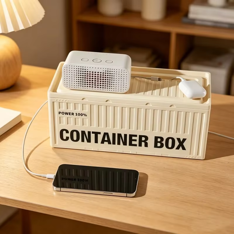 Boîte de rangement de câbles haute capacité avec couvercle