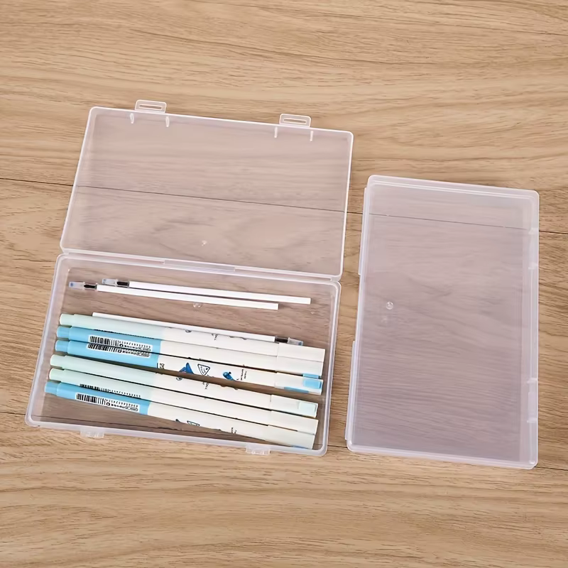 3 boîtes de rangement transparentes : organiseurs rectangulaires transparents pour fournitures de maison et de bureau - Essentiels pour la rentrée scolaire