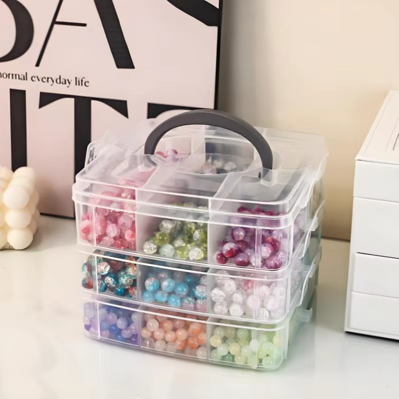 Boîte de rangement en plastique à 3 niveaux