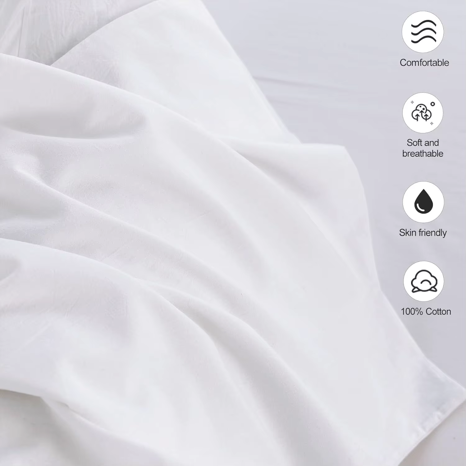 Taies d'oreiller standard, lot de 1, 100 % coton lavé, aspect lin, texturées, respirantes, durables, douces, blanches unies, sans inserts