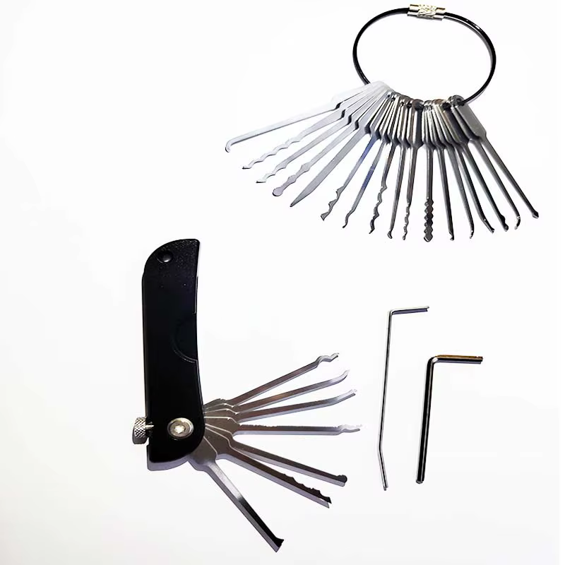 Nouveauté 24 pièces outil de réparation de clé remplaçable pratique 24 en 1 outils de serrurier portables en acier inoxydable