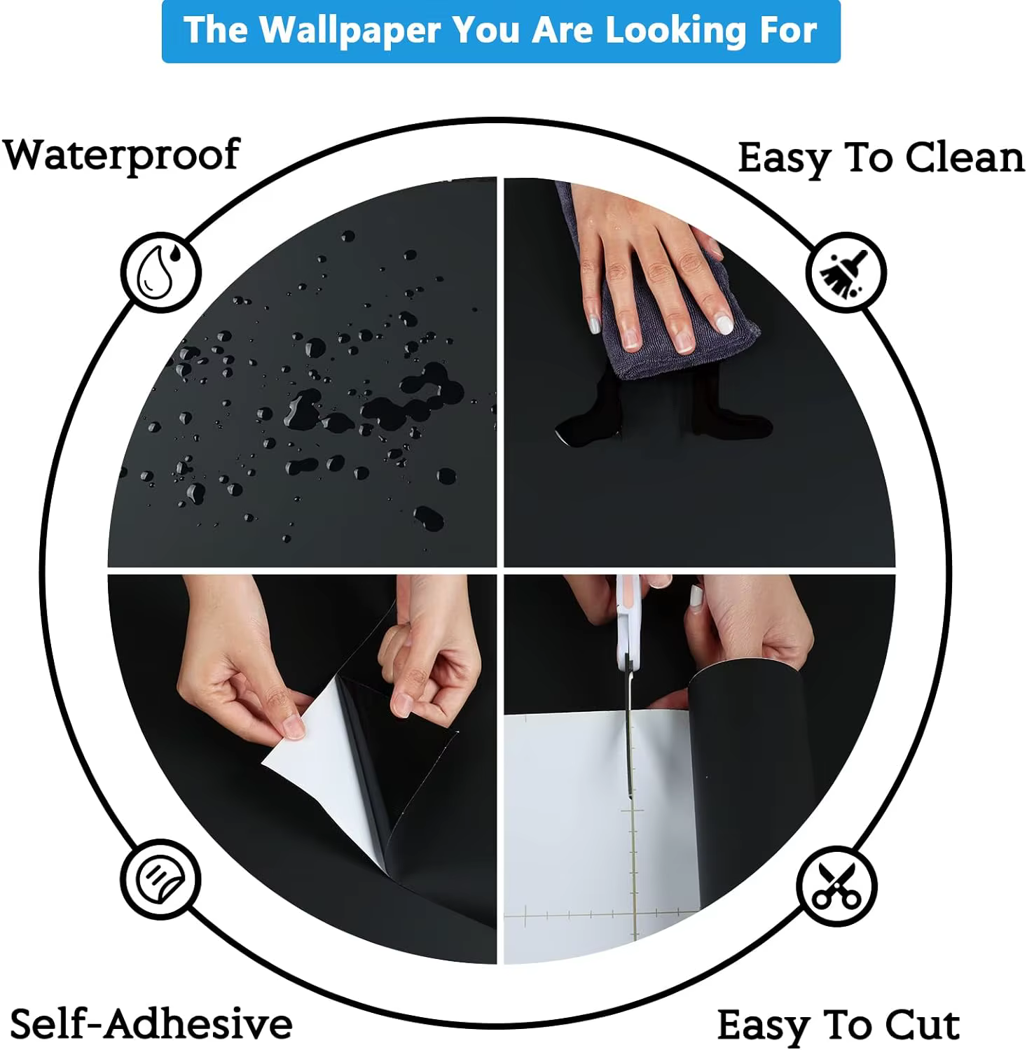 Papier peint auto-adhésif en Film vinyle, autocollants muraux imperméables pour salle de bains, meubles de cuisine, décoration de chambre, amélioration de la maison