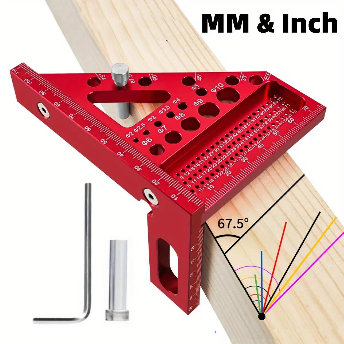 Règle de mesure métrique/pouce multi-angle 3D