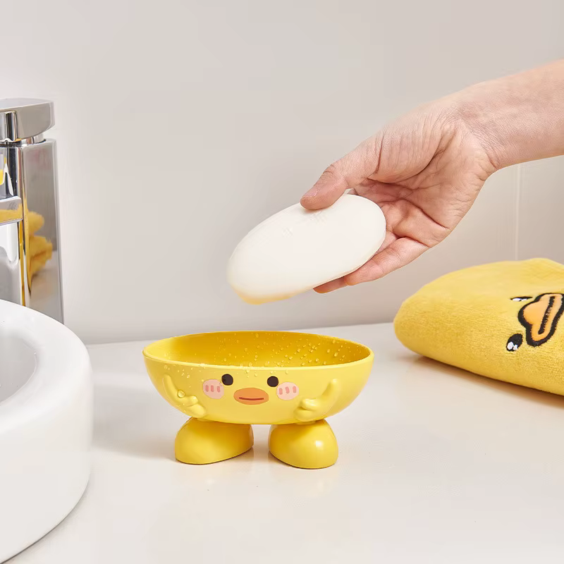 Boîte à savon en forme de petit canard jaune