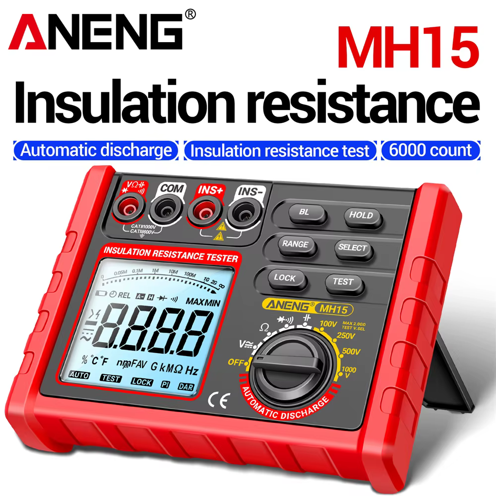 Testeur de résistance d'isolement haute précision avec alerte de batterie faible et décharge automatique pour la maintenance de circuits - Compteur électricien ANENG MH15