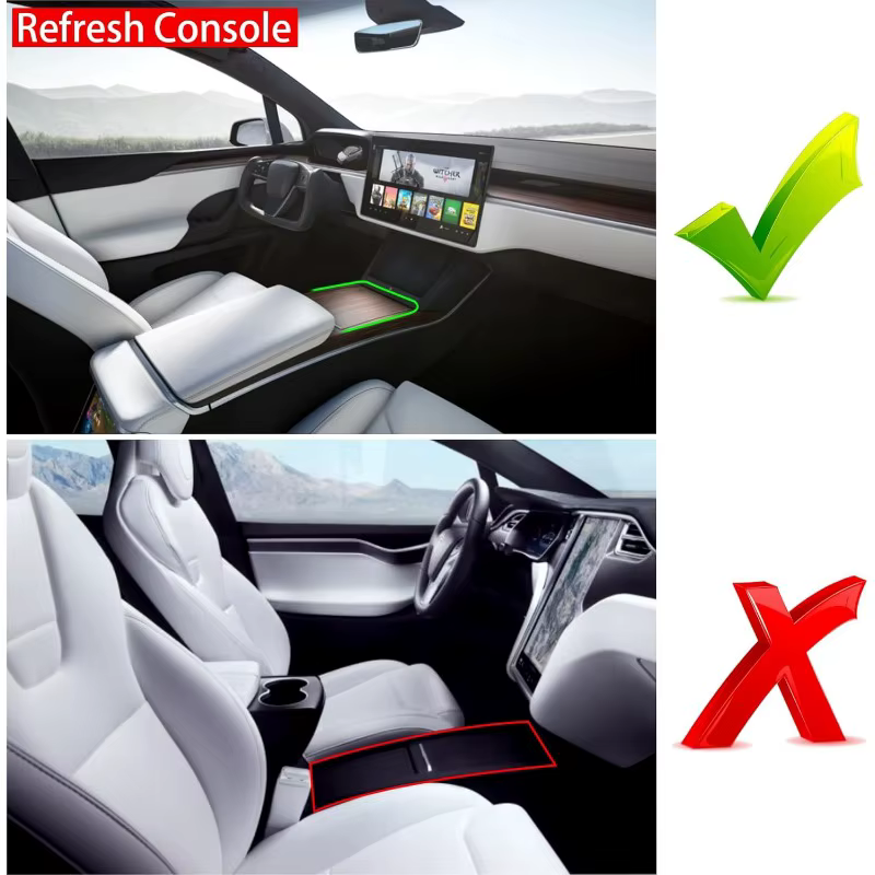Compatible avec l'organisateur de console Tesla Model X/Model S 2021-2024, stockage de console centrale rafraîchissant pour modèle S/X Plaid/longue portée