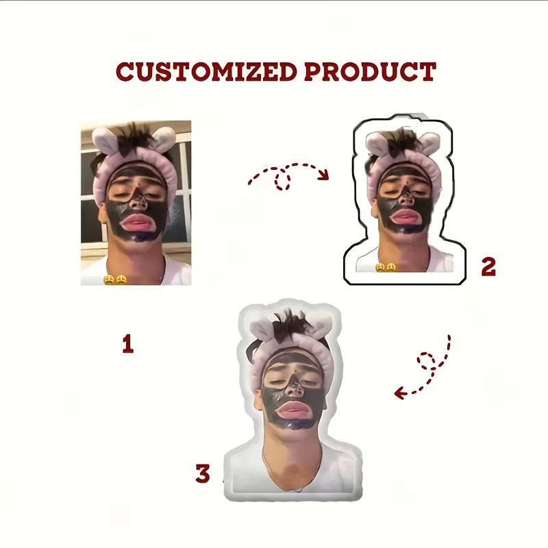 Oreiller en peluche avec photo personnalisée - FaceBodyNameTextLogo personnalisé - Chargez votre propre image - Coussin en tissu doux pour lit, canapé, voiture
