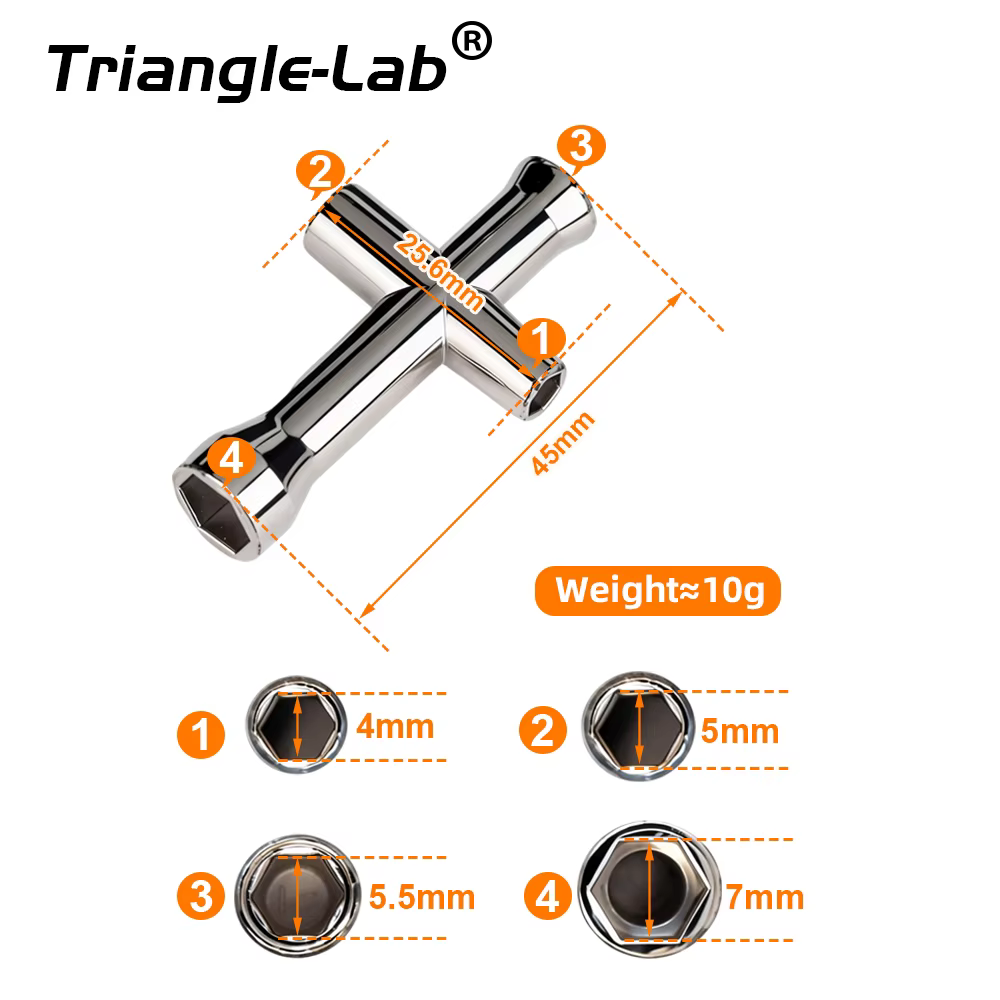 Trianglelab ® Mini clé à douille cruciforme quatre tailles (4mm