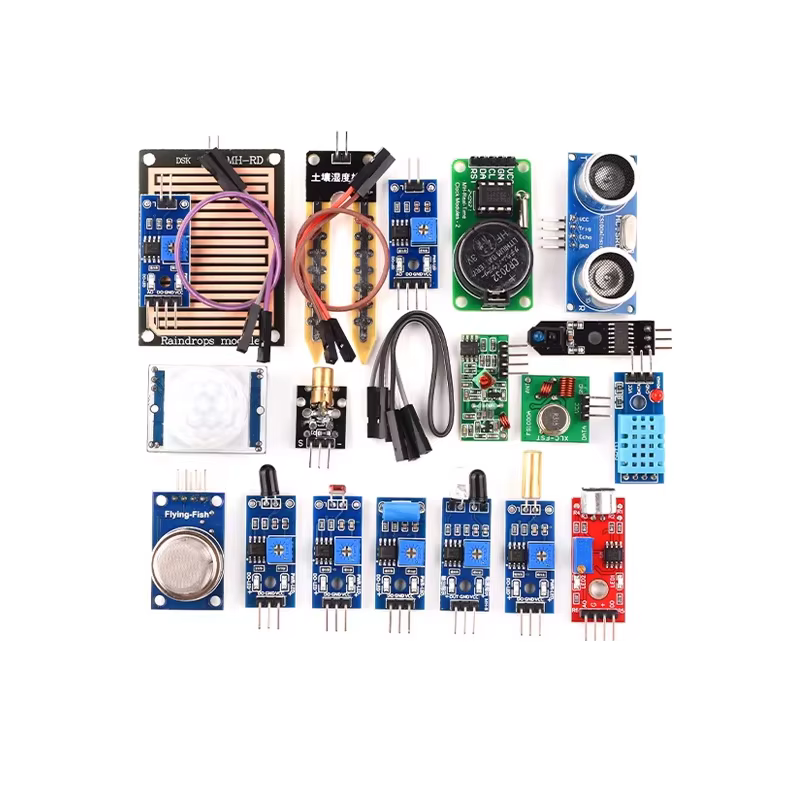 Kit de démarrage de 45 modules de capteurs avec platine d'expérimentation et fils de liaison pour Arduino UNO R3 Mega2560 Raspberry Pi