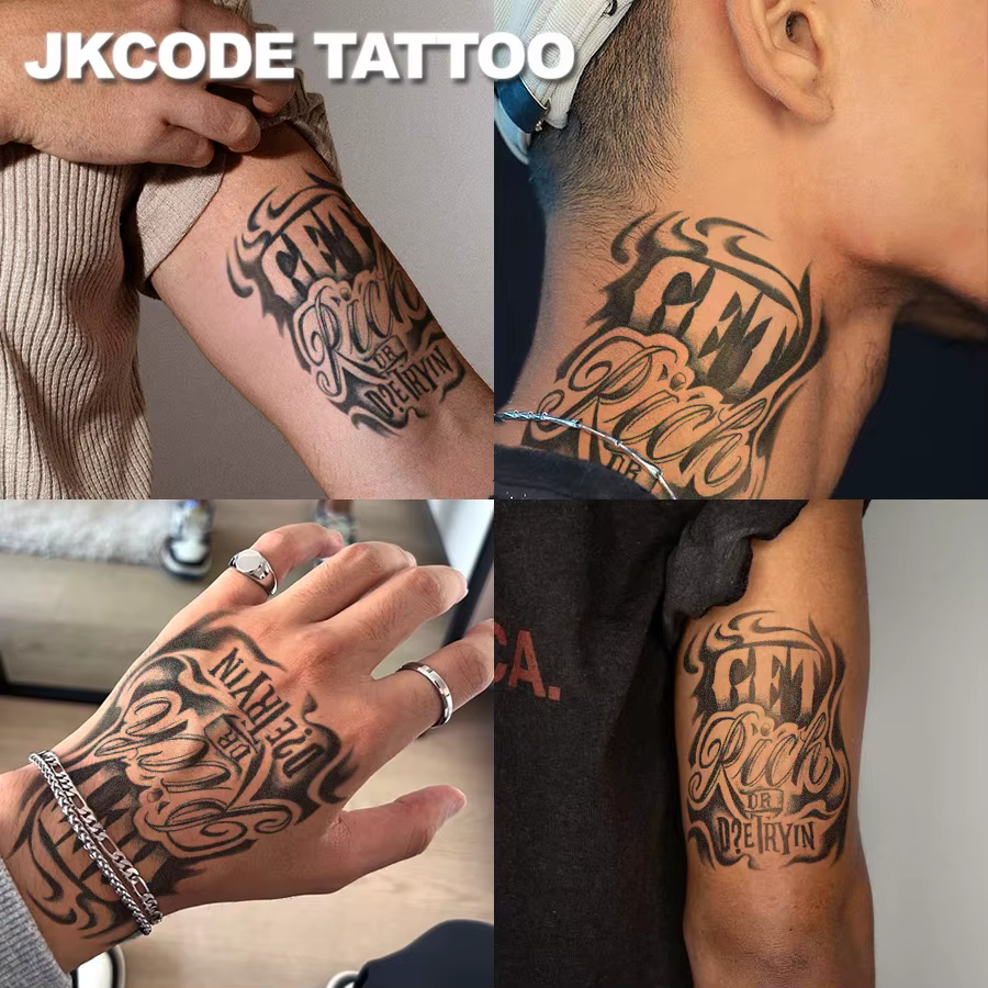 Tatouage semi-permanent | Tatouages de style hip-hop « Get-Rich-Quick »