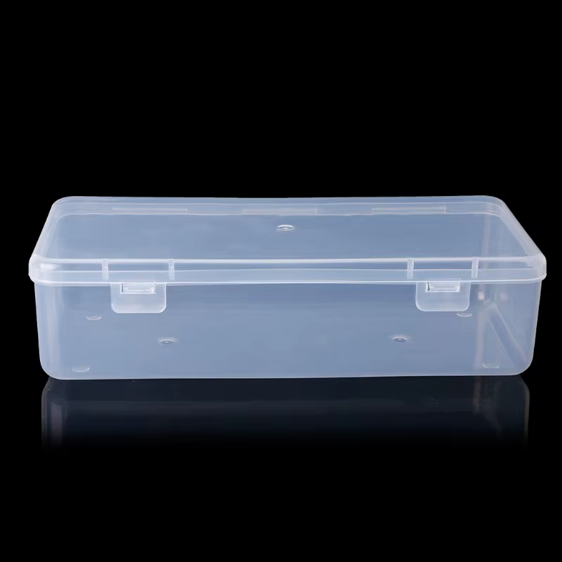 Boîte de rangement rectangulaire en plastique transparent
