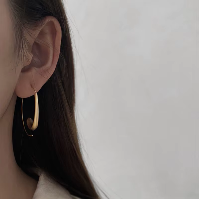 ANENJERY grand cercle boucles d'oreilles pour femmes rétro à la mode haut de gamme mat couleur or tempérament