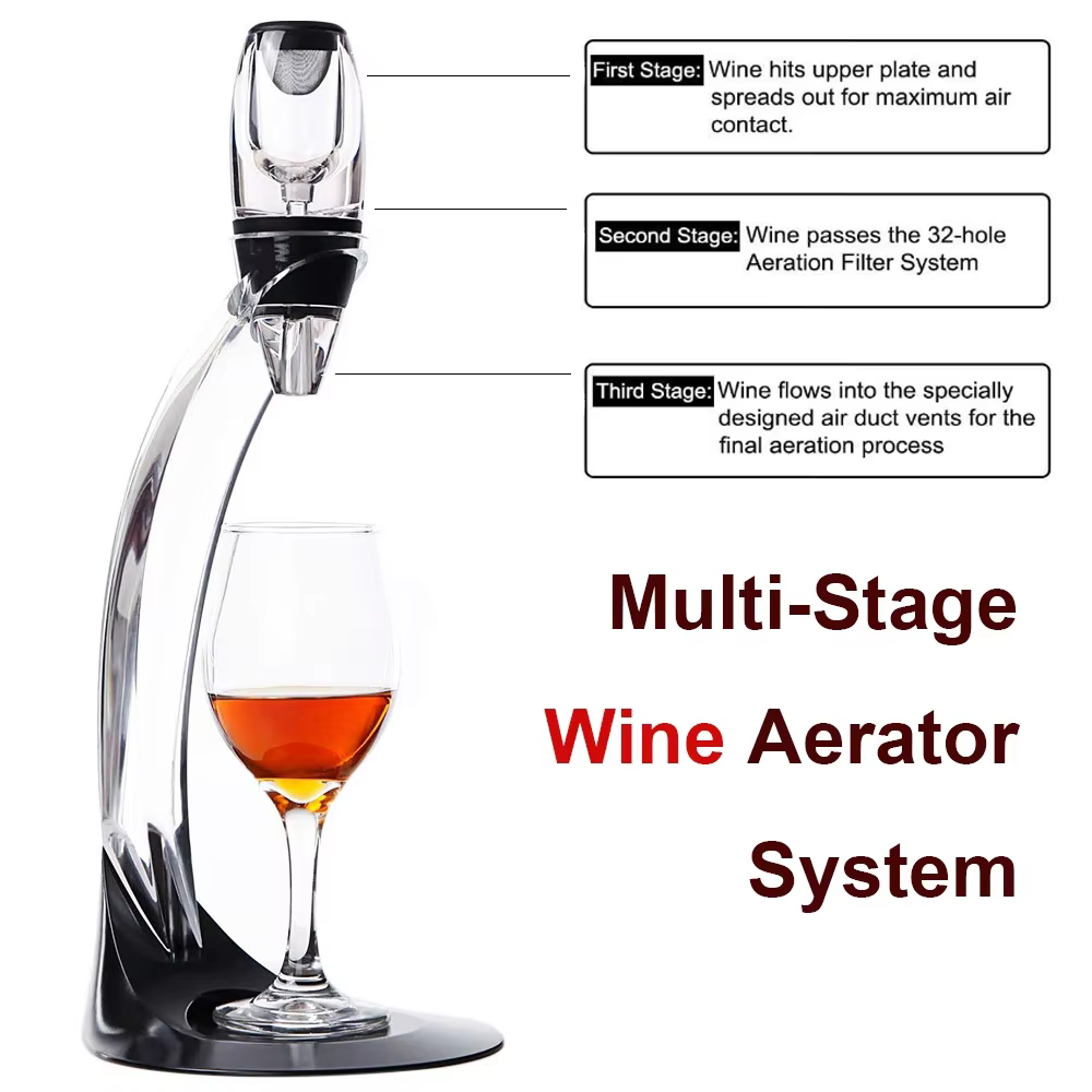 Verseur professionnel de carafe à vin rouge avec support de filtre, aérateur d'air rapide pour Vodka, pour la maison, Bar à manger, ensemble essentiel
