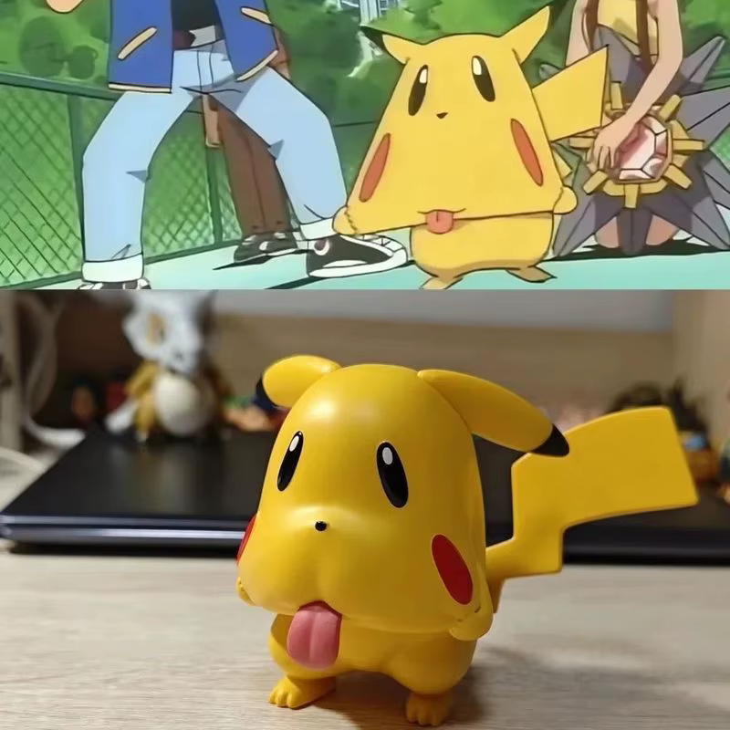 Ensemble de figurines Cubone Pikachu, statue de scène d'anime classique, version Q, modèle de collection Pocket Monster, jouet décoratif de bureau de dessin animé