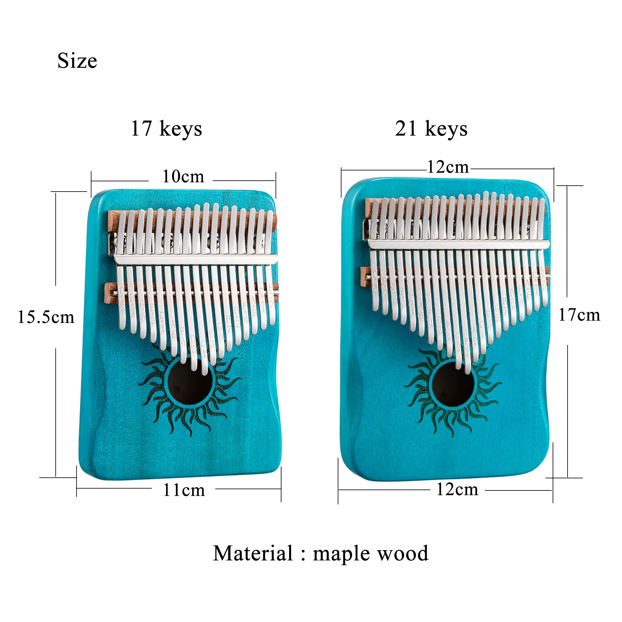 Hluru Kalimba 21 touches en bois d'érable