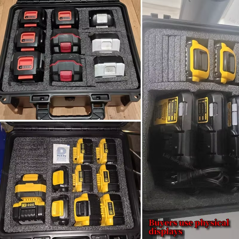 Étui de rangement pour batterie et chargeur Makita Dewalt Milwaukee Parkside - Boîte à outils électrique étanche - Sac