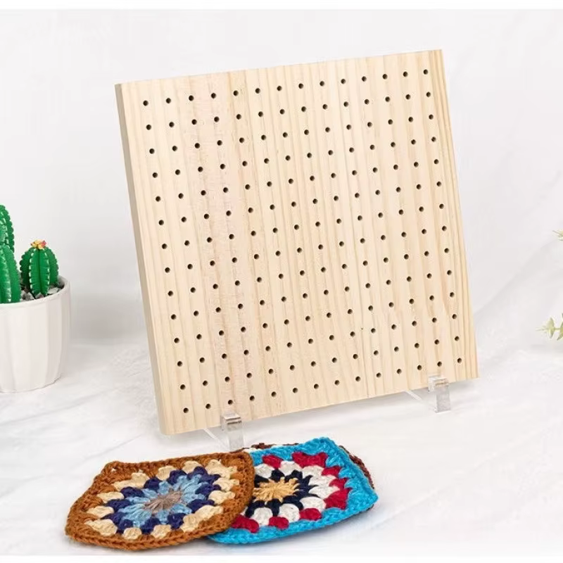 Planche de blocage au Crochet en bois avec grille et épingles pour tricoter des projets carrés de grand-mère
